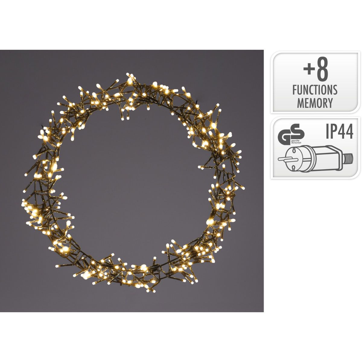 Ceruzo Kerstring Met Verlichting - 500 Led - Ø58 Cm - Warm Wit - 8 Lichtfuncties - Voor Binnen En Buiten - Afanaya
