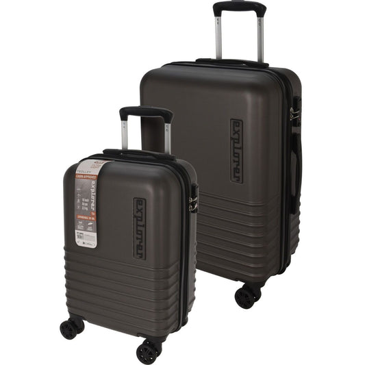 Explorer 2 - Piece Expandable Suitcase Set TSA Lock Cabin 36L & Checked 60L Luggage Dark Gray - Afanaya