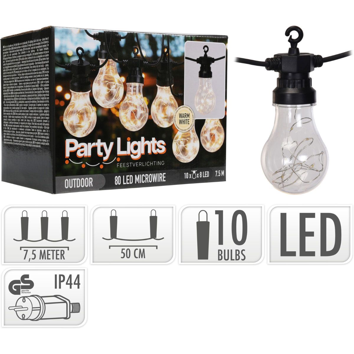 Feestverlichting Voor De Tuin - 450Cm - Warm Wit - 10X8 Micro Led - Afanaya