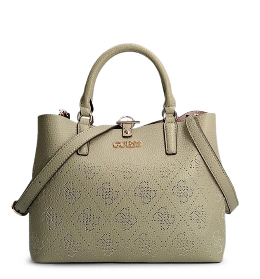 Guess Amara 4G Logo Grüne Polyurethan Handtasche für Damen — Luxuriöse Große Tasche (29x22x14 cm)