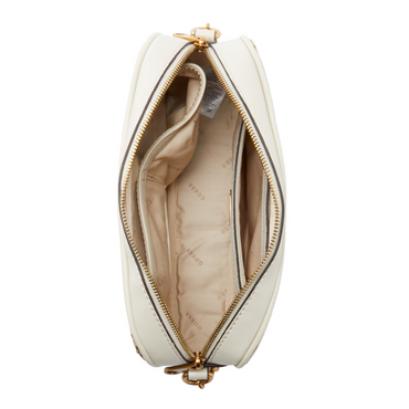 Guess Aviana Women's Crossbody Bag Beige White Textile 25x15x6.5cm.