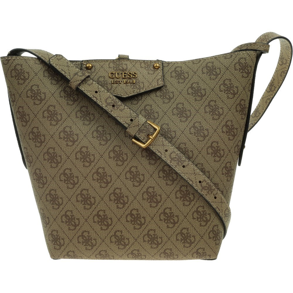 Guess Brenton Olive Polyurethan Handtasche für Damen — Luxuriöse große Designertasche (36x27x13 cm)
