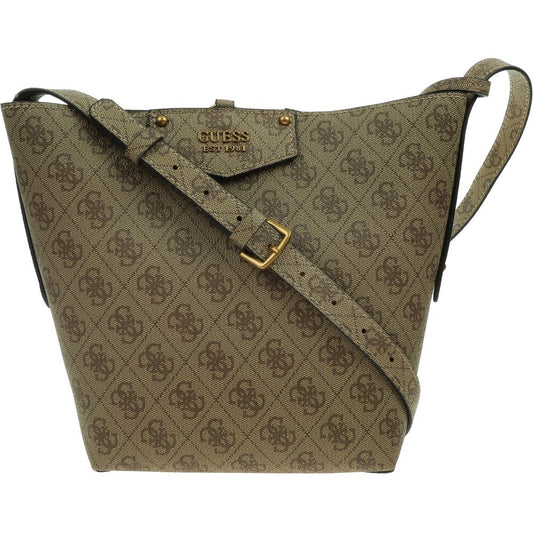 Guess Brenton Olive Polyurethan Handtasche für Damen — Luxuriöse große Designertasche (36x27x13 cm)
