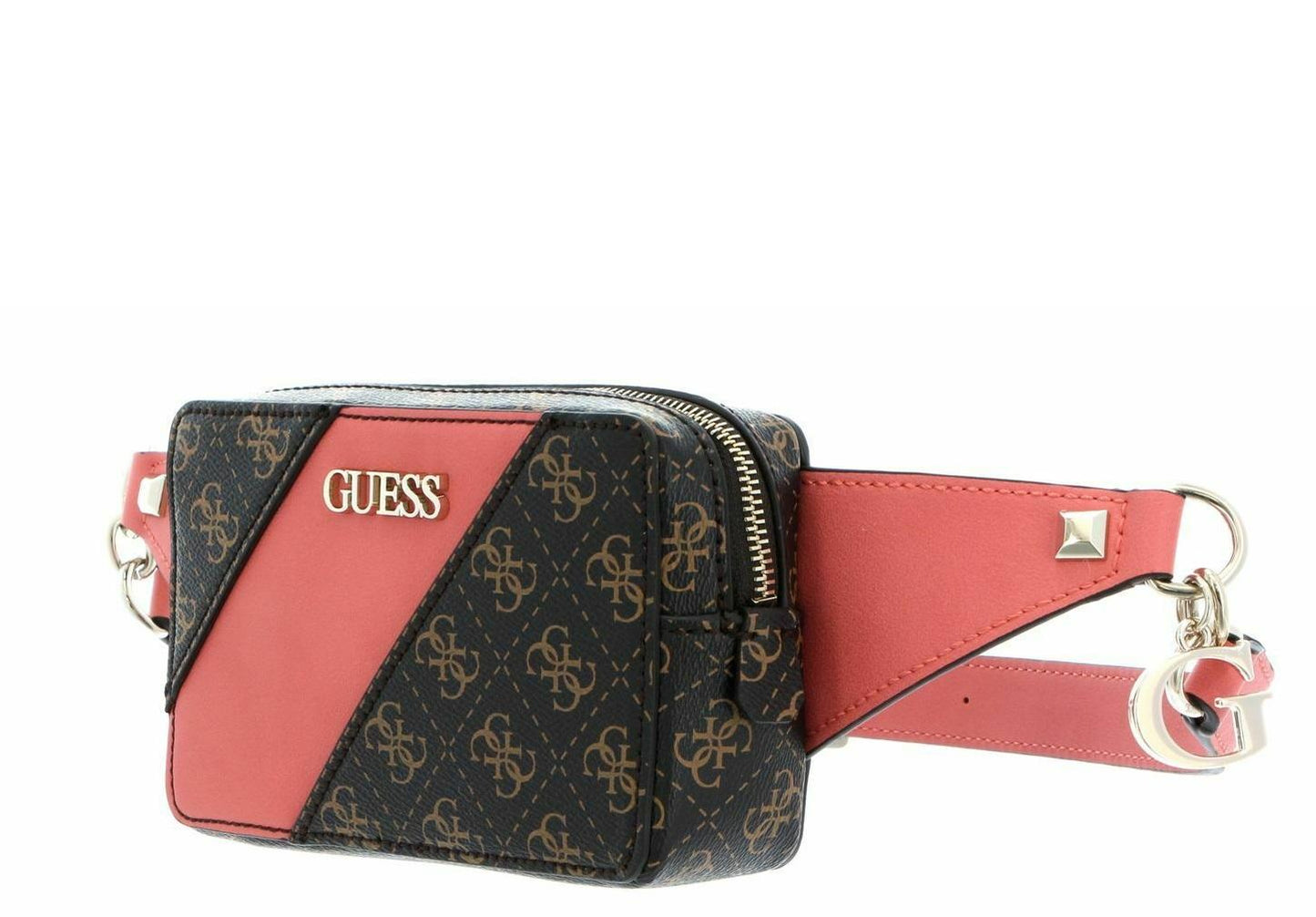 Guess, Camy, Textile Fanny Pack, 4G Logo, Coral/Brown, For Women