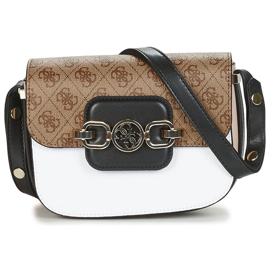 Mini sac à main Guess Hensely — Sac de luxe en textile latte pour femmes