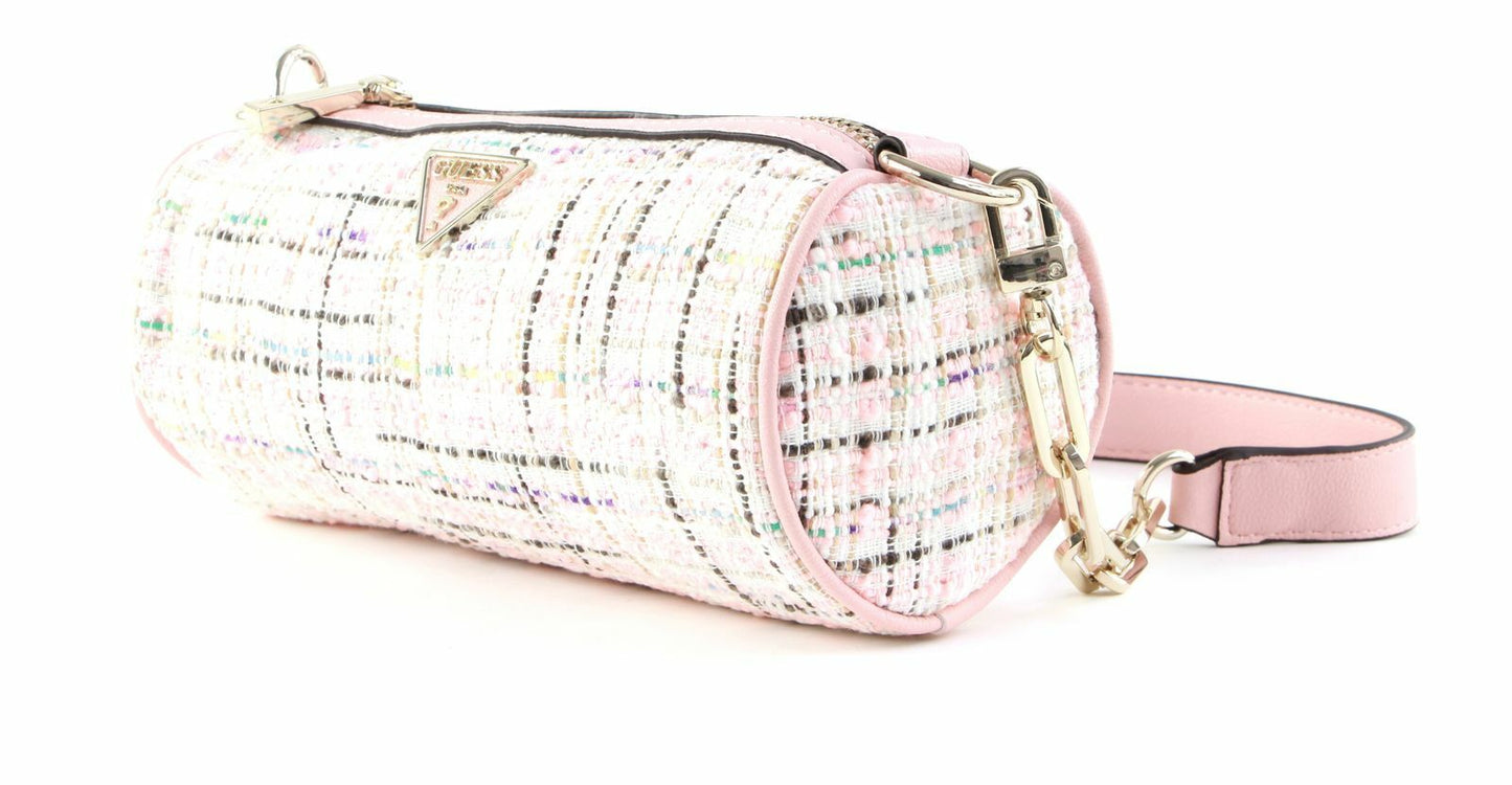 Guess, Manhattan, Polyester, Shoulder Bag, Textile Crossbody Bag, Pink Tweed, For Women