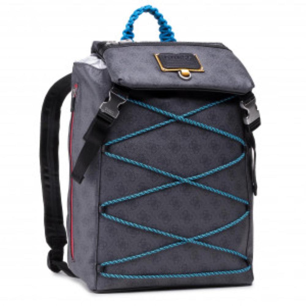 Guess, Salameda, Polyester, Textile Backpack, Blue, Laptop Compartiment, For Men, 14 x 11.5 x 5.5 cm.