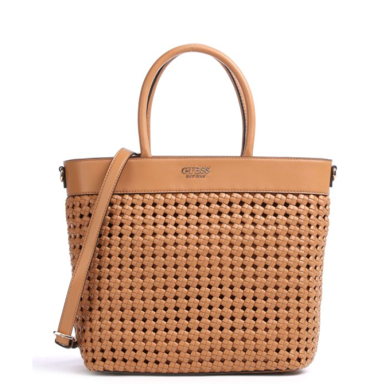 Guess Sicilia Cognac Luxuriöse Handtasche für Damen – Gefütterte Tasche aus Kunstleder (30x30x12 cm)