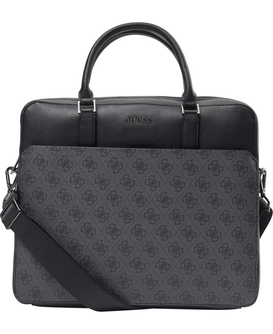 Guess, Vezzola, Polyurethane, Textile Briefcase, Computer, Black, 35 x 29 x 9 cm, For Men.