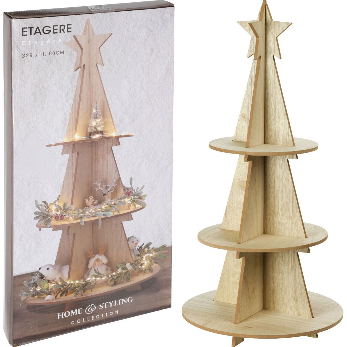 Kerst Etagere Hout - 60 Cm - Afanaya