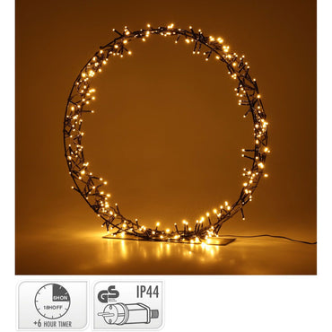 Kerstkrans Op Standaard - 200 Led - 40 Cm - Warm Wit - Timer - Afanaya