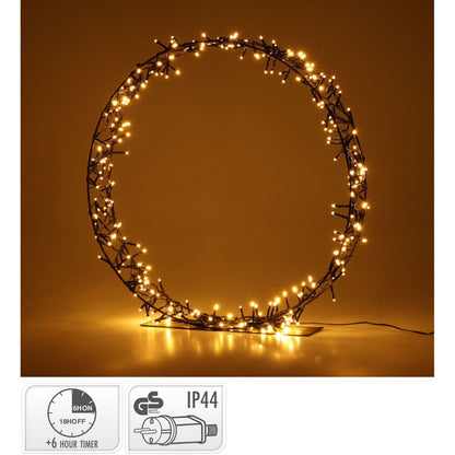 Kerstkrans Op Standaard - 300 Led - 60 Cm - Warm Wit - Timer - Afanaya