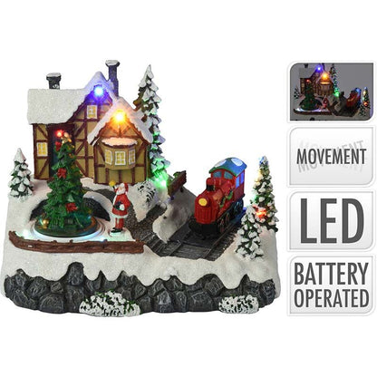 Kersttafereel - Trein - Met Verlichting En Beweging - Op Batterijen - Afanaya