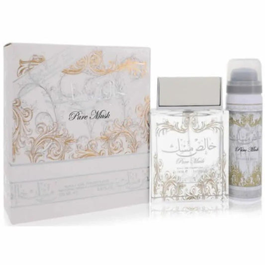 LATTAFA PURE MUSK EAU DE PARFUM SPRAY 100ML + DEO ROLL - ON 50ML - Afanaya