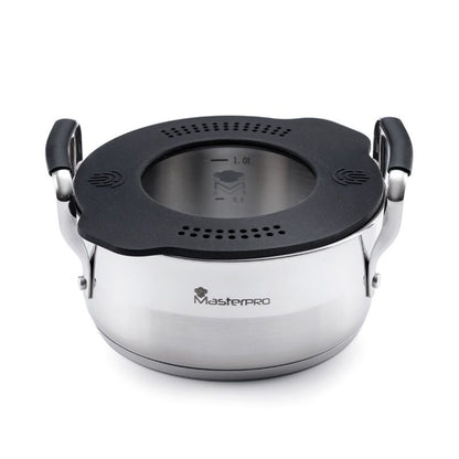 Masterpro Saucepan with Silicone Lid 16 cm Non - Stick Induction Compatible Cooking Pan - Afanaya
