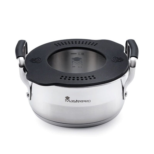 Masterpro Saucepan with Silicone Lid 16 cm Non - Stick Induction Compatible Cooking Pan - Afanaya