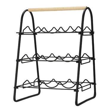 Metal Wine Rack Holds 9 Bottles Modern Freestanding Wine Storage Organizer for Home & Kitchen - Afanaya