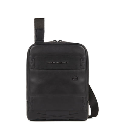 Piquadro, Obidos, Leather Crossbody Bag, Black, 17 x 22 x 5.00 cm, For Men