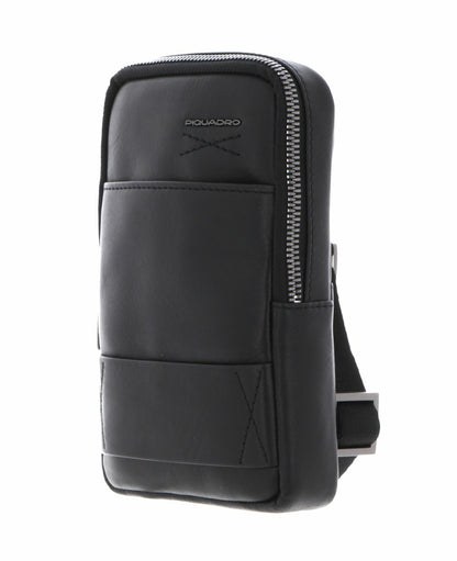 Piquadro, Obidos, Leather Crossbody Bag, Black, For Men