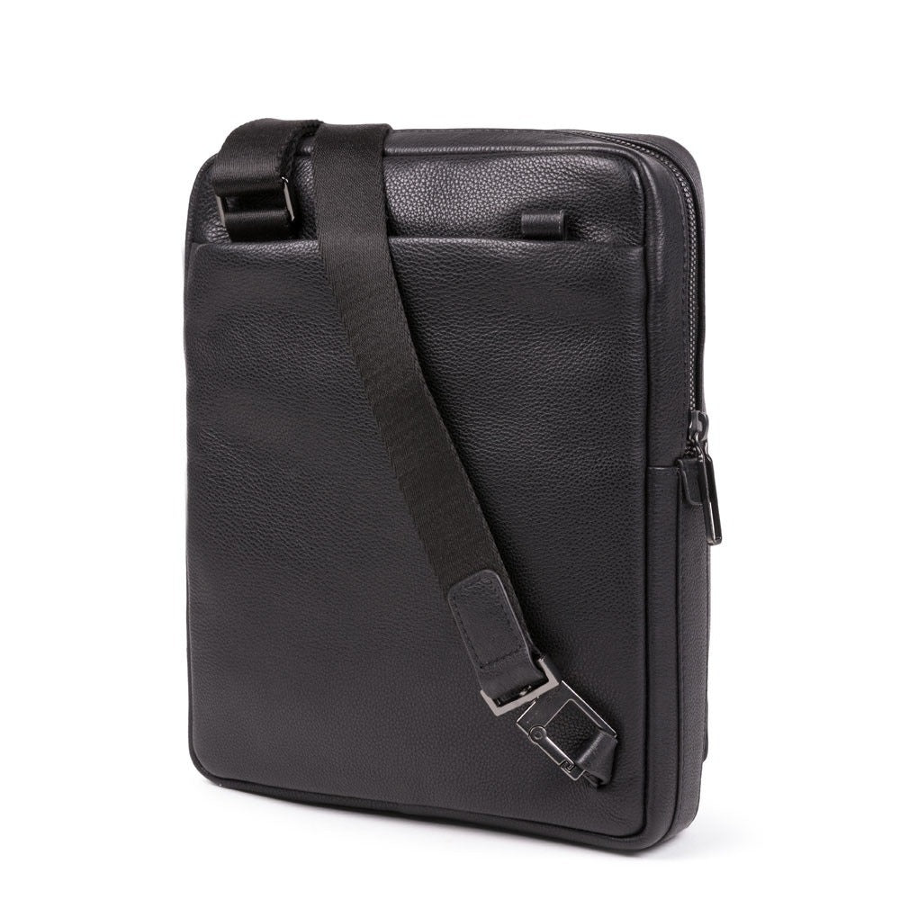 Piquadro, Tallin, iPad Sleeve, Leather Crossbody Bag, Black, CA1816W108, 21.5 x 27 x 7 cm, For Men