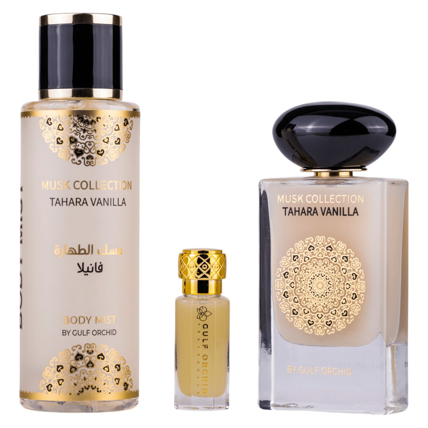 Set Gulf Orchid: Tahara Vanilla, Eau De Parfum, Unisex, 60 ml + Tahara Vanilla, Duftspray, Für Frauen, 250 ml + Tahara Vanilla, Parfümöl, Für Frauen, 12 ml *Miniatur