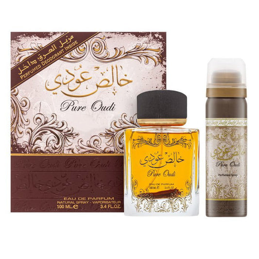Coffret Cadeau Lattafa Pure Oudi EDP 100ml + Déodorant Spray 50ml Mixte