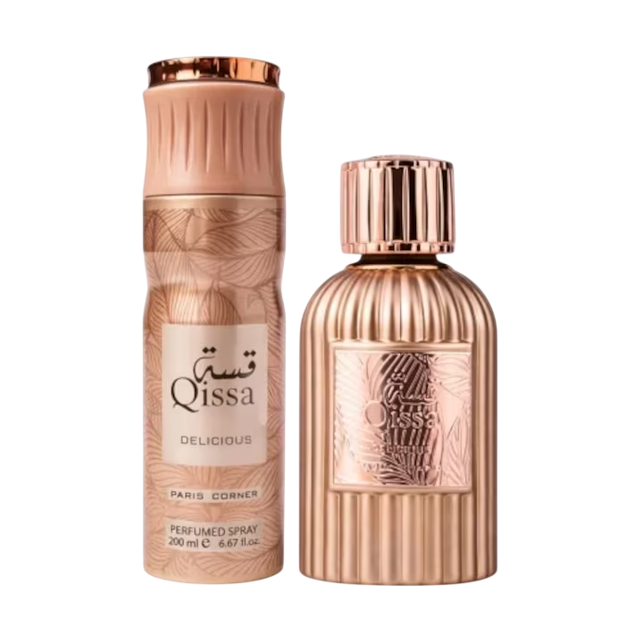 Set Paris Corner: Qissa Delicious, Eau De Parfum, Für Frauen, 100 ml + Qissa Delicious, Deodorant Spray, Für Frauen, 200 ml
