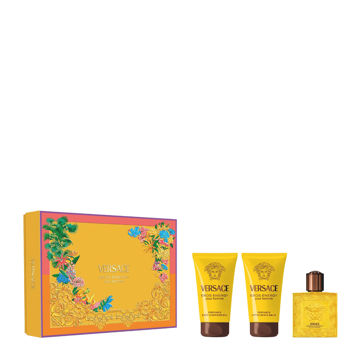 Set Versace: Eros Energy, Eau De Parfum, Für Herren, 50 ml + Eros Energy, Duschgel, 50 ml + Eros Energy, Beruhigender After-Shave Balsam, 50 ml