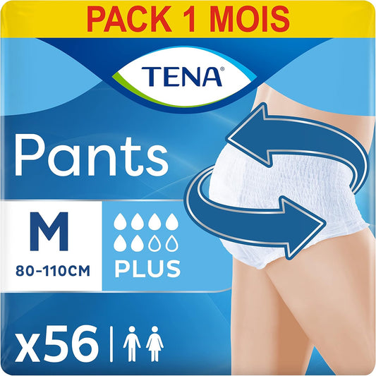 TENA Pants Plus Size M 56 Pack – Disposable Unisex Protective Underwear (4×14)