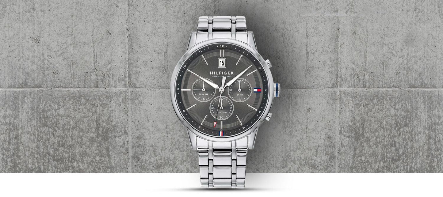 Tommy Hilfiger Men’s Watch Kyle 1791632 Stainless Steel Chronograph with Original Box - Afanaya