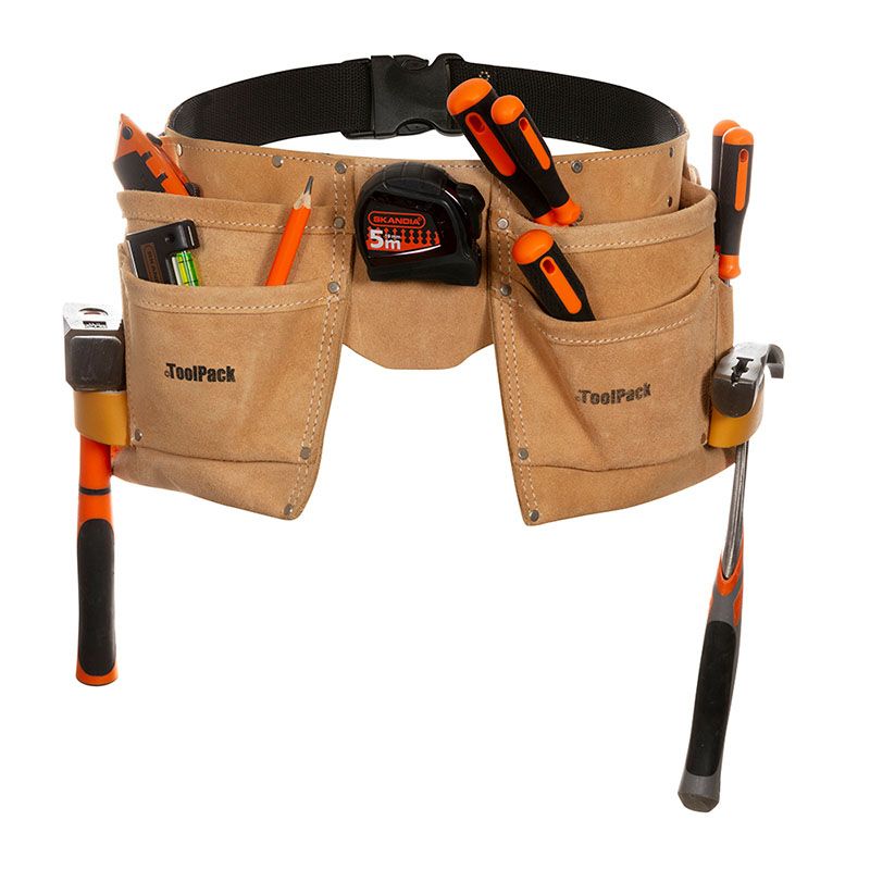 ToolPack Tool Holder Superior Heavy Duty Multi - Pocket Tool Pouch for Work & Construction - Afanaya