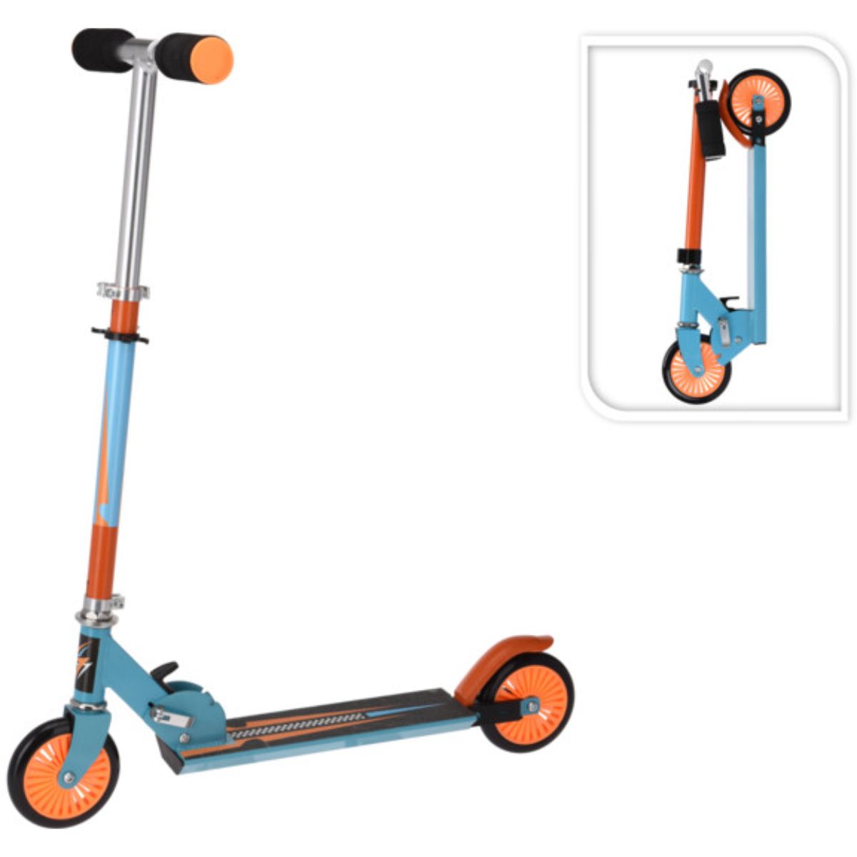 Xq Max Opvouwbare Step Met Voetrem - Blauw Met Oranje - Afanaya