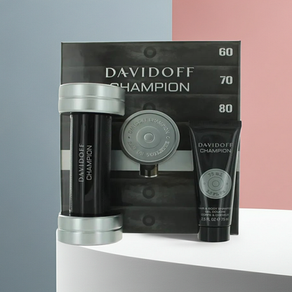 Coffret Cadeau Eau de Toilette Davidoff Champion 90ml – Parfum frais boisé pour homme avec Gel Douche
