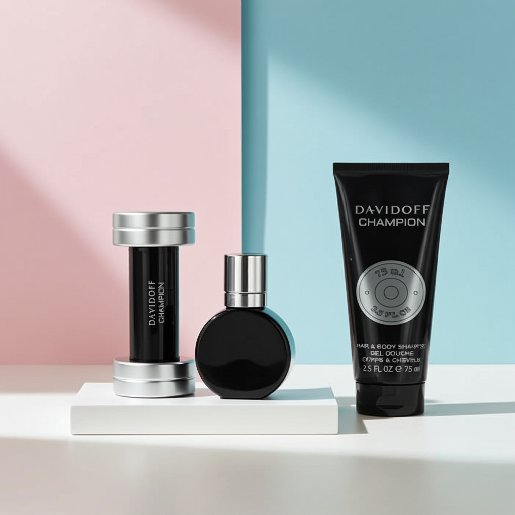 Coffret Cadeau Eau de Toilette Davidoff Champion 90ml – Parfum frais boisé pour homme avec Gel Douche